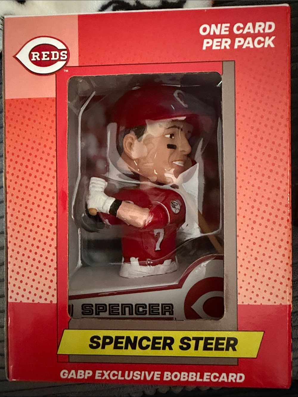 Red Reds Spencer Steer Bobblecard Toy - Bright Red Packaging
